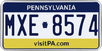 PA license plate MXE8574