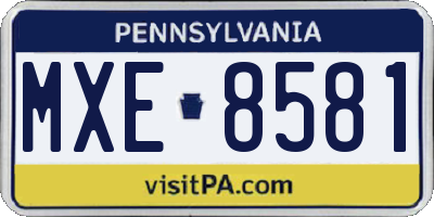 PA license plate MXE8581