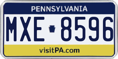 PA license plate MXE8596