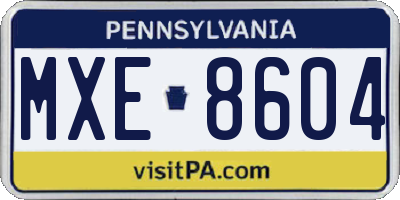 PA license plate MXE8604