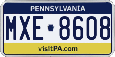 PA license plate MXE8608
