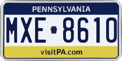 PA license plate MXE8610