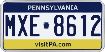 PA license plate MXE8612