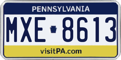 PA license plate MXE8613