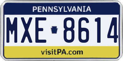 PA license plate MXE8614