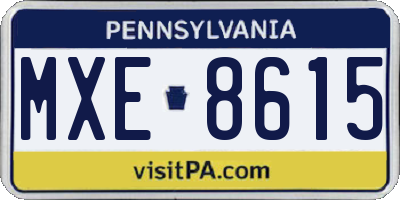 PA license plate MXE8615