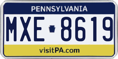 PA license plate MXE8619