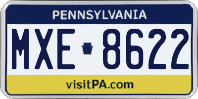 PA license plate MXE8622