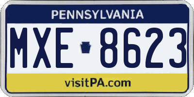 PA license plate MXE8623