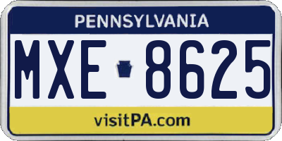 PA license plate MXE8625