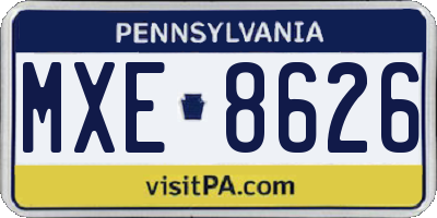 PA license plate MXE8626