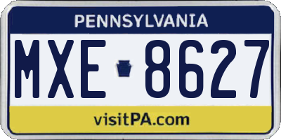 PA license plate MXE8627