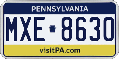 PA license plate MXE8630