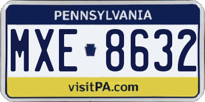PA license plate MXE8632