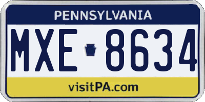 PA license plate MXE8634