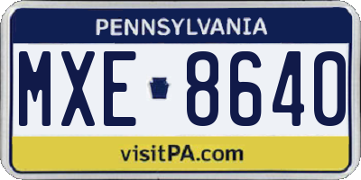 PA license plate MXE8640