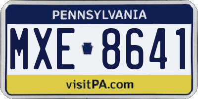 PA license plate MXE8641