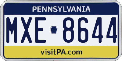 PA license plate MXE8644