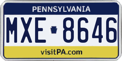 PA license plate MXE8646
