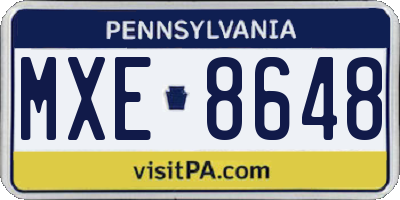 PA license plate MXE8648