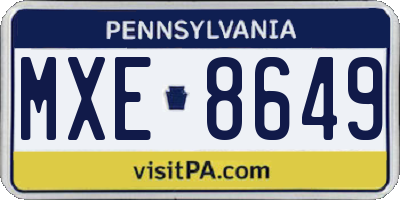 PA license plate MXE8649