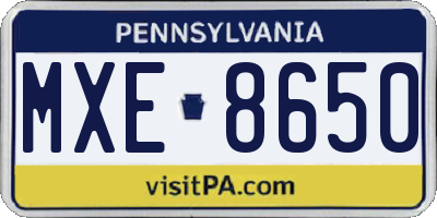 PA license plate MXE8650