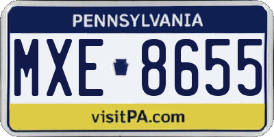 PA license plate MXE8655