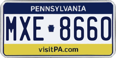 PA license plate MXE8660