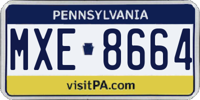 PA license plate MXE8664