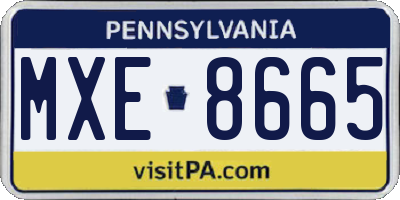 PA license plate MXE8665