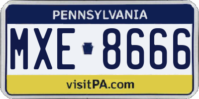 PA license plate MXE8666