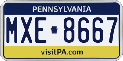 PA license plate MXE8667