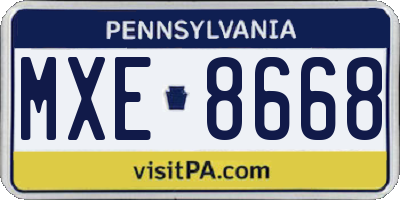 PA license plate MXE8668