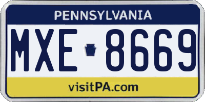 PA license plate MXE8669