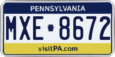 PA license plate MXE8672