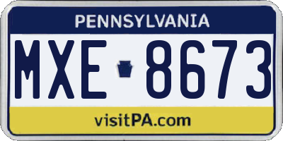 PA license plate MXE8673