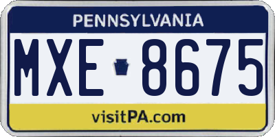 PA license plate MXE8675