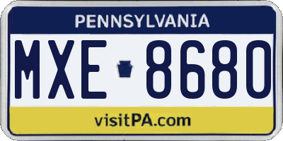 PA license plate MXE8680