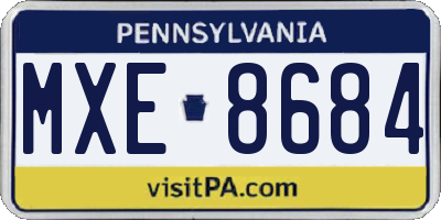 PA license plate MXE8684