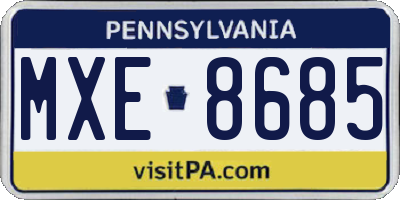 PA license plate MXE8685