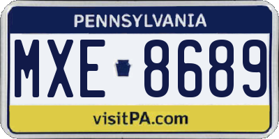 PA license plate MXE8689