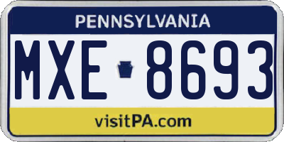 PA license plate MXE8693