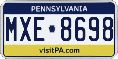 PA license plate MXE8698