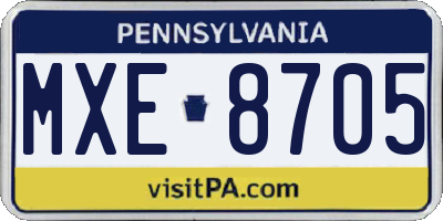 PA license plate MXE8705