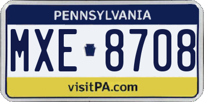 PA license plate MXE8708