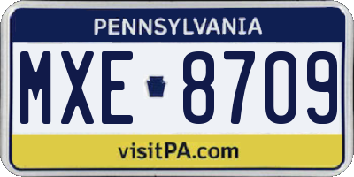 PA license plate MXE8709