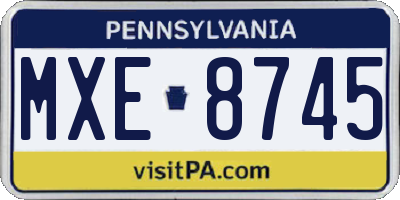 PA license plate MXE8745