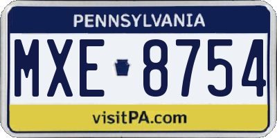 PA license plate MXE8754