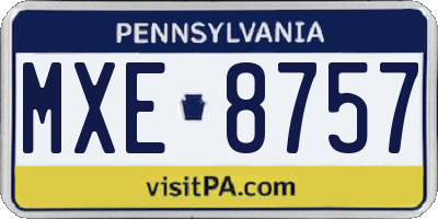 PA license plate MXE8757
