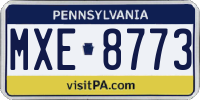 PA license plate MXE8773